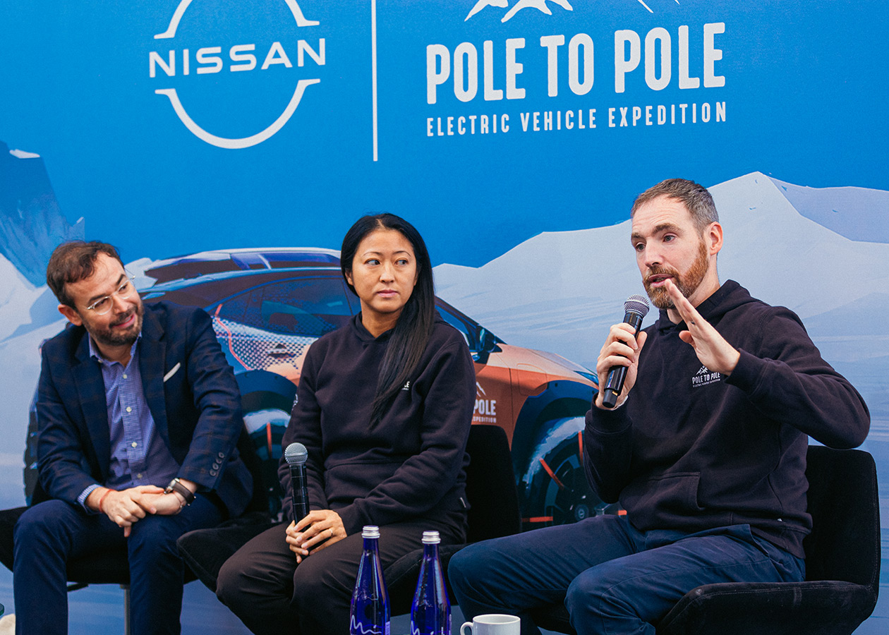 Rueda de prensa expedición Pole to Pole en un Nissan Ariya eléctrico